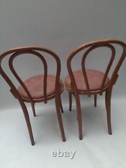 Chaises de cuisine salle à manger en bois courbé vintage rétro du milieu du siècle Thonet x 2