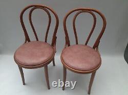 Chaises de cuisine salle à manger en bois courbé vintage rétro du milieu du siècle Thonet x 2