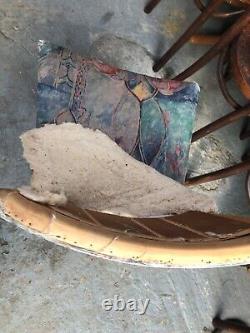 Chaises de cuisine salle à manger en tissu et bois rétro vintage, style milieu du siècle, 4 à retapisser