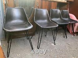 Chaises de cuisine vintage rétro mi-siècle MCM Made Bucket 4 industrielles