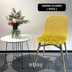 Chaises de salle à manger Ensemble de 4 chaises de cuisine rétro Eiffel Pieds en bois Chaise en plastique UK