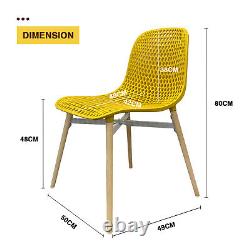Chaises de salle à manger Ensemble de 4 chaises de cuisine rétro Eiffel Pieds en bois Chaise en plastique UK