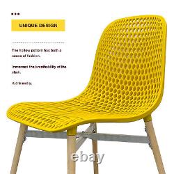 Chaises de salle à manger Ensemble de 4 chaises de cuisine rétro Eiffel Pieds en bois Chaise en plastique UK