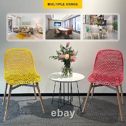 Chaises de salle à manger Ensemble de 4 chaises de cuisine rétro Eiffel Pieds en bois Chaise en plastique UK