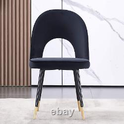Chaises de salle à manger en velours à dossier rembourré, ensemble de 2/4, pieds en métal, chaise de cuisine pour la maison ou le bureau.