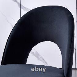 Chaises de salle à manger en velours à dossier rembourré, ensemble de 2/4, pieds en métal, chaise de cuisine pour la maison ou le bureau.