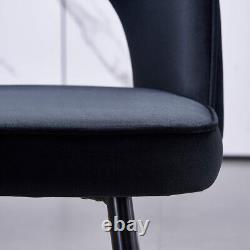 Chaises de salle à manger en velours à dossier rembourré, ensemble de 2/4, pieds en métal, chaise de cuisine pour la maison ou le bureau.
