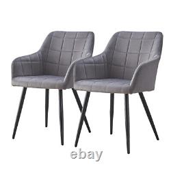 Chaises de salle à manger en velours avec assise rembourrée, pieds en métal, ensemble de chaises de cuisine pour la maison ou le bureau.