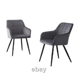 Chaises de salle à manger en velours avec assise rembourrée, pieds en métal, ensemble de chaises de cuisine pour la maison ou le bureau.