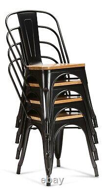 Chaises de salle à manger industrielles en métal de style Tolix, vintage rétro pour cuisine et café, empilables.
