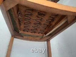 Chaises en velours vert utilitaire de salle à manger de cuisine en bois rétro vintage milieu du siècle MCM