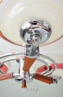 Chandelier Vintage Rétro Milieu du Siècle à 3 Bras en Chrome, Chandelier Art Déco