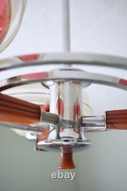 Chandelier Vintage Rétro Milieu du Siècle à 3 Bras en Chrome, Chandelier Art Déco