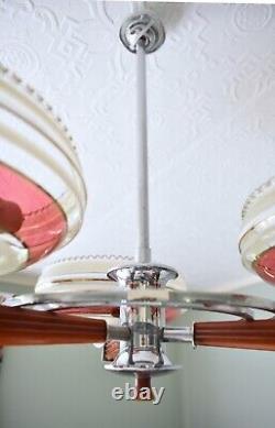 Chandelier Vintage Rétro Milieu du Siècle à 3 Bras en Chrome, Chandelier Art Déco