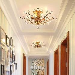 Chandeliers en cristal vintage doré à 5 lumières pour salon