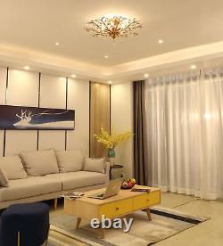 Chandeliers en cristal vintage doré à 5 lumières pour salon