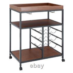 Chariot de Service Vintage à Roues pour Cuisine Rétro Rustique d'Hôtel, Cadre en Métal