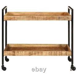 Chariot de cuisine roulant pour le rangement du thé en bois massif brut de mangue vidaXL