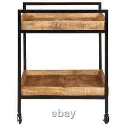 Chariot de cuisine roulant pour le rangement du thé en bois massif brut de mangue vidaXL