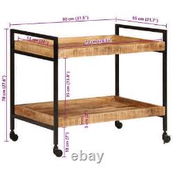 Chariot de cuisine roulant pour le rangement du thé en bois massif brut de mangue vidaXL