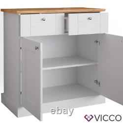 Commode à tiroirs armoire polyvalente en chêne blanc Vicco Bergamo
