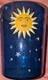 Corbeille &agrave; Papier Vintage En Plastique, Motif C&eacute;leste Soleil Et Lune, Bleu Et Or, Style Astrologique R&eacute;tro