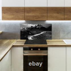 Crédence de cuisine en verre trempé 100x50 montagnes sombres vintage rétro