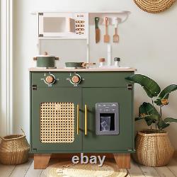 Cuisine de jeu en bois pour enfants ROBOTIME, ensemble de jeu rétro avec four de cuisine jouet