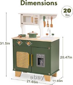 Cuisine de jeu en bois pour enfants ROBOTIME, ensemble de jeu rétro avec four de cuisine jouet