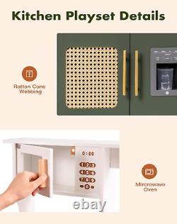 Cuisine de jeu en bois pour enfants ROBOTIME, ensemble de jeu rétro avec four de cuisine jouet