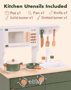 Cuisine de jeu en bois pour enfants ROBOTIME, ensemble de jeu rétro avec four de cuisine jouet