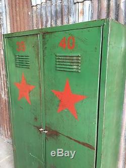 Double Casiers Anciens Industriels, Upcycled Military Funky Retro 2 Door Workshop