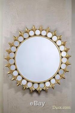 Dusx Joie De Vivre Sunburst Or Ronde Large Métal Cercle Miroir 113 X 113cm