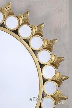 Dusx Joie De Vivre Sunburst Or Ronde Large Métal Cercle Miroir 113 X 113cm