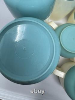 ENORMES Bols et Tasses en Plastique Turquoise Vacron Bopp Decker Vintage - Cuisine Rétro