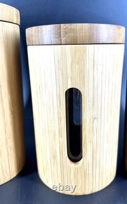 ENSEMBLE DE 2 RARES RÉCIPIENTS VINTAGE MCM RÉTRO EN BAMBOU POUR CUISINE OU SPA