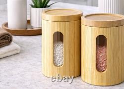 ENSEMBLE DE 2 RARES RÉCIPIENTS VINTAGE MCM RÉTRO EN BAMBOU POUR CUISINE OU SPA