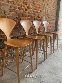 ENSEMBLE DE 4 TABOURETS DE BAR EN CONTREPLAQUÉ NORMAN CHERNER ORIGINAUX vintage cuisine en bois rétro