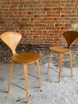 ENSEMBLE DE 4 TABOURETS DE BAR EN CONTREPLAQUÉ NORMAN CHERNER ORIGINAUX vintage cuisine en bois rétro