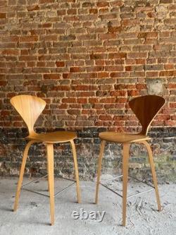 ENSEMBLE DE 4 TABOURETS DE BAR EN CONTREPLAQUÉ NORMAN CHERNER ORIGINAUX vintage cuisine en bois rétro