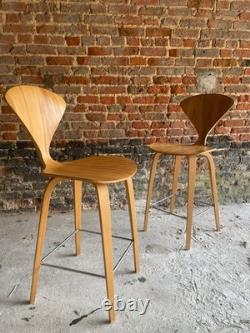 ENSEMBLE DE 4 TABOURETS DE BAR EN CONTREPLAQUÉ NORMAN CHERNER ORIGINAUX vintage cuisine en bois rétro