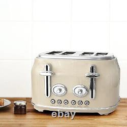 Élégant ensemble de cuisine rétro crème avec micro-ondes, bouilloire et grille-pain vintage 2024