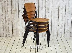 Ensemble De 4 Vintage Industrial Stacking Café Bar Kitchen Dinning Chairs