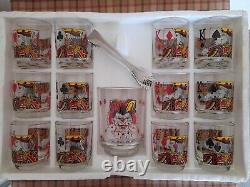 Ensemble de 12 verres à whisky rois et seau à glace Joker joyeux, ensemble vintage pour soirée poker