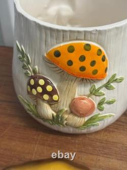 Ensemble de 2 boîtes à biscuits Sears Merry Mushroom vintage des années 70 - décoration de cuisine rétro