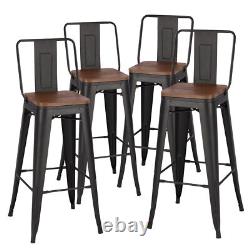 Ensemble de 2 tabourets de bar en métal industriel 4 pour petit-déjeuner cuisine bistro café vintage