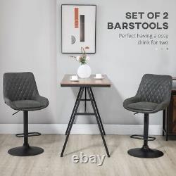 Ensemble de 2 tabourets de bar réglables Chaises pivotantes à 360° rétro cuisine gris foncé HOMCOM
