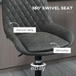 Ensemble de 2 tabourets de bar réglables Chaises pivotantes à 360° rétro cuisine gris foncé HOMCOM