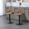 Ensemble De 2 Tabourets De Bar Réglables, Tabouret De Cuisine Pivotant Rétro Avec Dossier, Repose-pieds