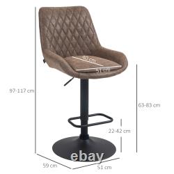 Ensemble de 2 tabourets de bar réglables, tabouret de cuisine pivotant rétro avec dossier, repose-pieds